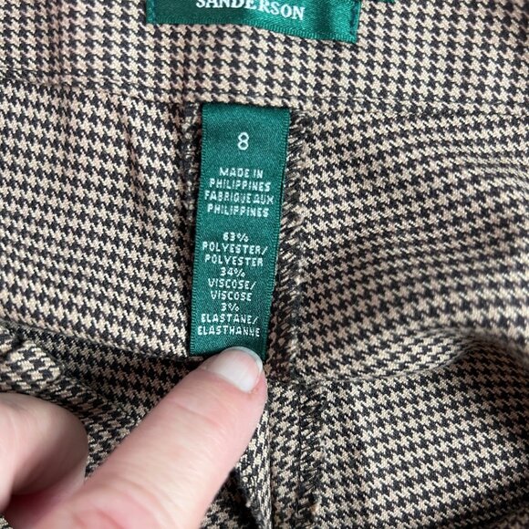 VTG Lauren Ralph Lauren Houndstooth Brown Women's Sanderson Dress Pants Size 8 - Picture 9 of 11